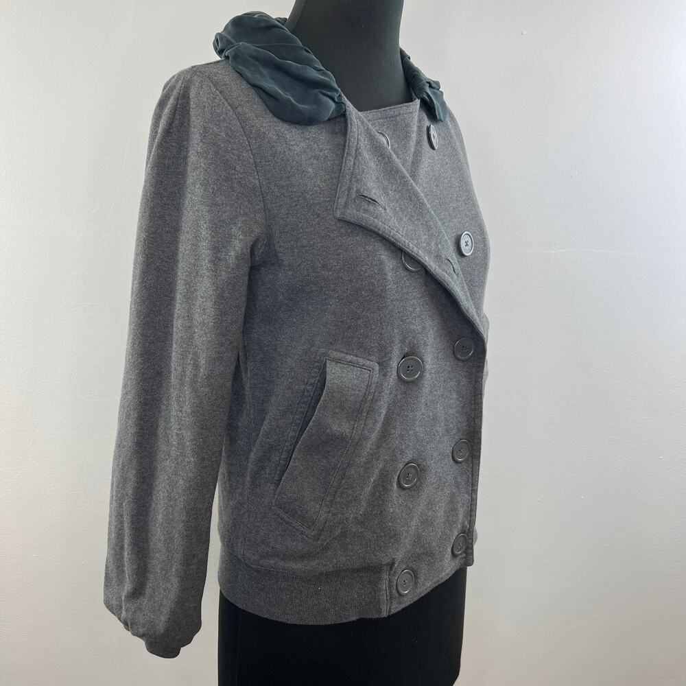 Marc Jacobs Gray Long Sleeve Wool Scrunch Collar Pea Sweater Coat Size M Medium
